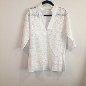 Tory Burch white eyelet tunic top size xsmall